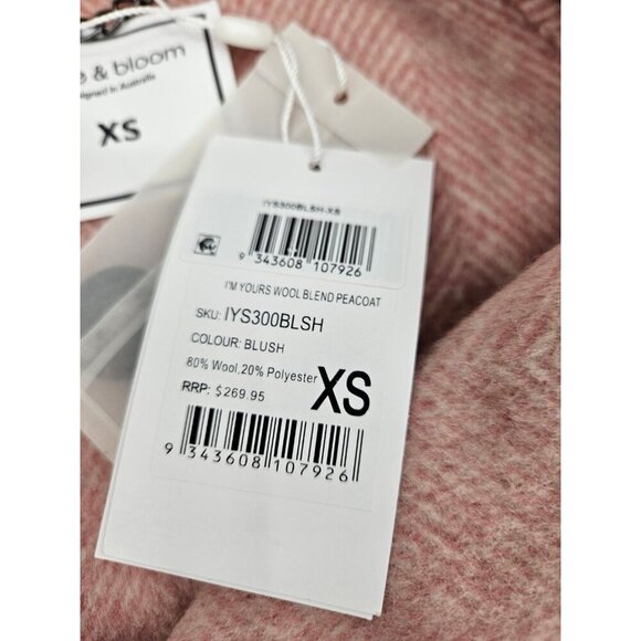 New Belle & Bloom Im Yours Wool Blend Peacoat Womens XS Blush Cropped Jacket - Picture 7 of 9